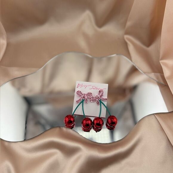 Betsey Johnson Cherry Earrings - Picture 1 of 3